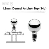 Pack of 10 high polished Titanium G23 ball shaped dermal anchor tops in size 3mm, internal thread size 1.2mm - G23 ASTM F-136 implant grade titanium body jewelry