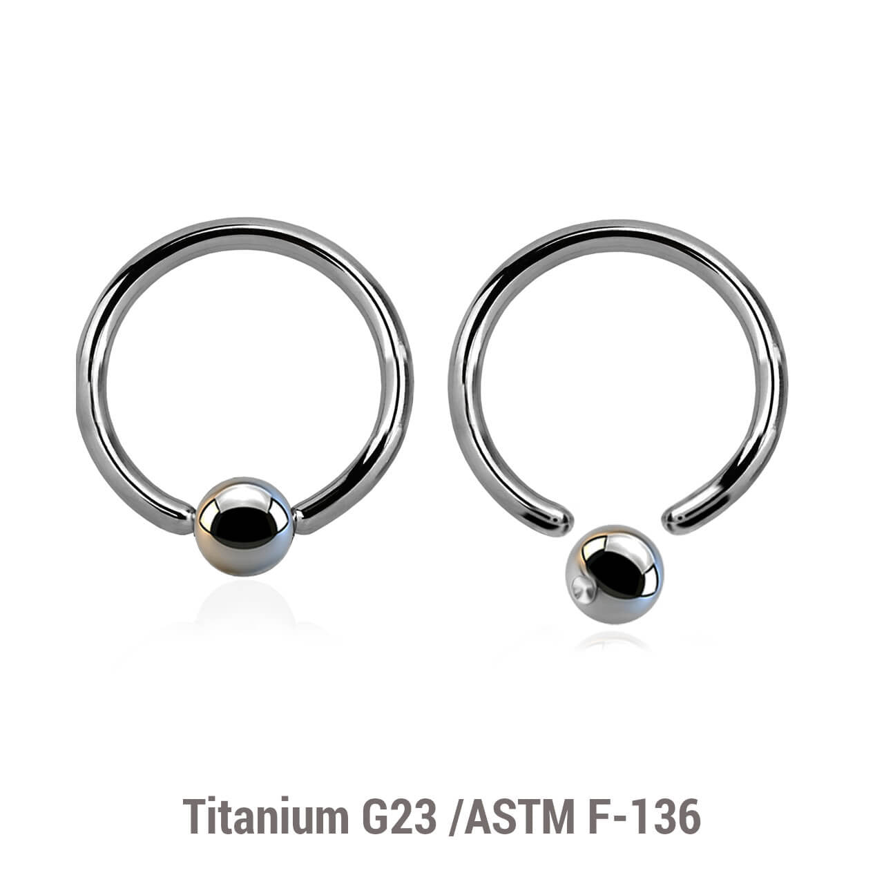 Wholesale Pack of 10 high polished titanium G23 ball closure rings, Thickness 1.2mm, Ball size 3mm