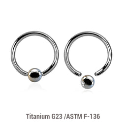Wholesale Pack of 10 high polished titanium G23 ball closure rings, Thickness 1.2mm, Ball size 3mm