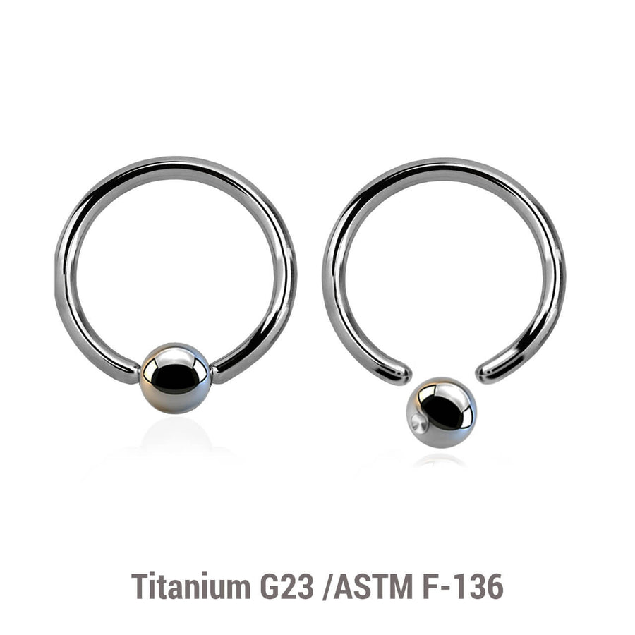 Wholesale Pack of 10 high polished titanium G23 ball closure rings, Thickness 1.2mm, Ball size 3mm