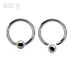 Wholesale Pack of 10 high polished titanium G23 ball closure rings, Thickness 1.2mm, Ball size 3mm - G23 ASTM F-136 implant grade titanium body jewelry