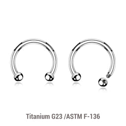 Wholesale Lot of 10 high polished titanium G23 horseshoe circular barbells, Thickness 1.6mm, Ball size 3mm