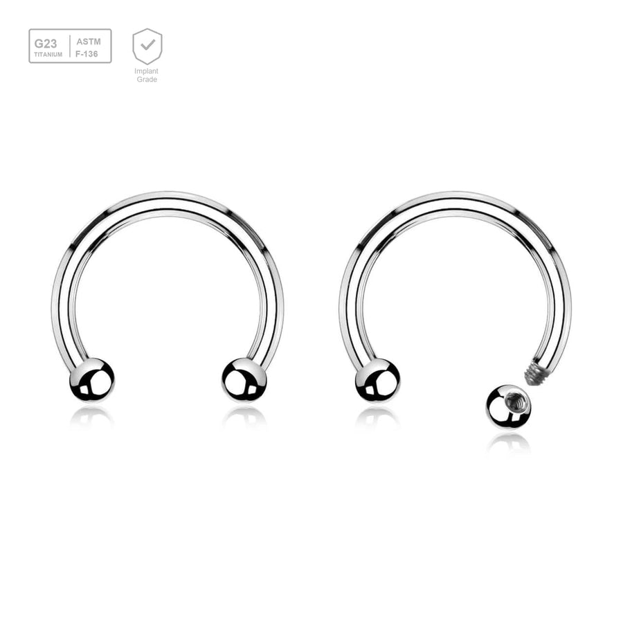 Wholesale Lot of 10 high polished titanium G23 horseshoe circular barbells, Thickness 1.6mm, Ball size 3mm - G23 ASTM F-136 implant grade titanium body jewelry