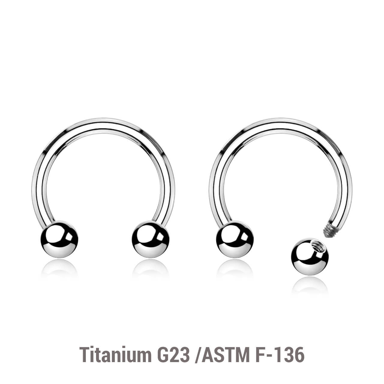 Wholesale Assortment of 10 high polished titanium G23 horseshoe circular barbells, Thickness 1.6mm, Ball size 4mm