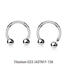 Wholesale Assortment of 10 high polished titanium G23 horseshoe circular barbells, Thickness 1.6mm, Ball size 4mm