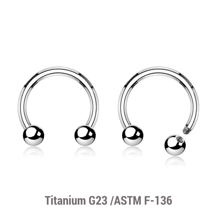 Wholesale Assortment of 10 high polished titanium G23 horseshoe circular barbells, Thickness 1.6mm, Ball size 4mm