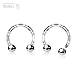 Wholesale Assortment of 10 high polished titanium G23 horseshoe circular barbells, Thickness 1.6mm, Ball size 4mm - G23 ASTM F-136 implant grade titanium body jewelry