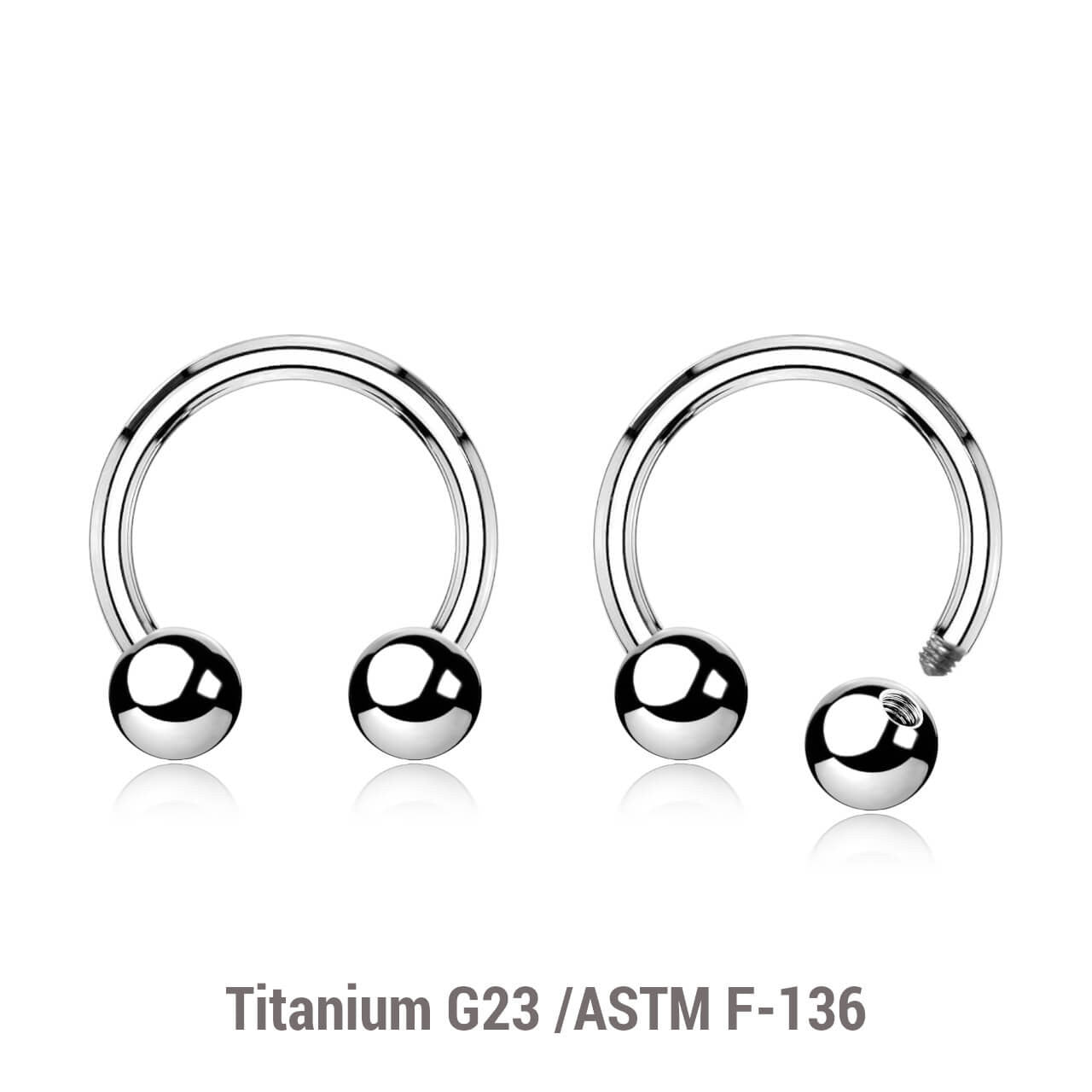 Wholesale Pack of 10 high polished titanium G23 horseshoe circular barbells, Thickness 1.6mm, Ball size 5mm