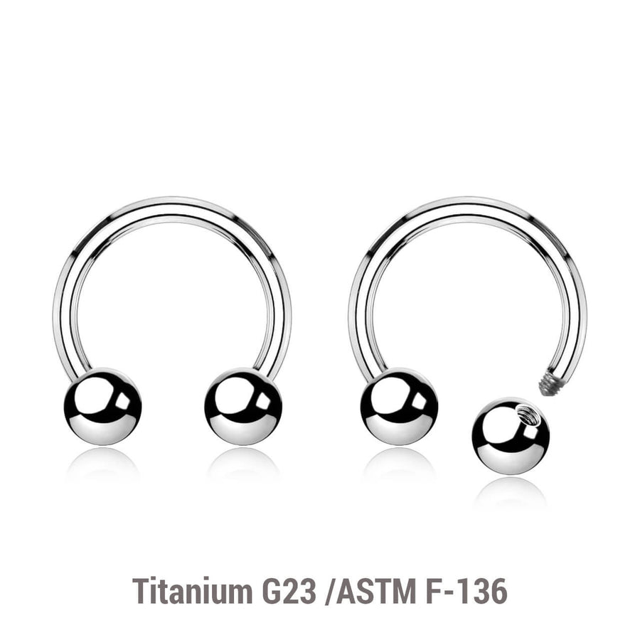 Wholesale Pack of 10 high polished titanium G23 horseshoe circular barbells, Thickness 1.6mm, Ball size 5mm