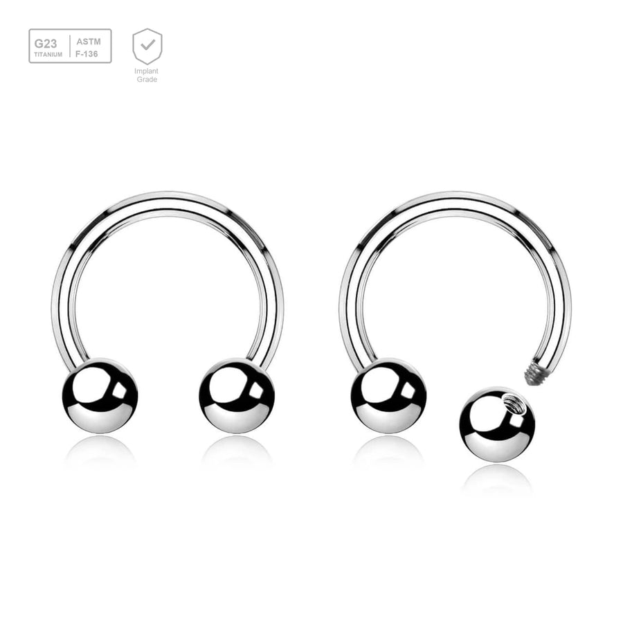 Wholesale Pack of 10 high polished titanium G23 horseshoe circular barbells, Thickness 1.6mm, Ball size 5mm - G23 ASTM F-136 implant grade titanium body jewelry