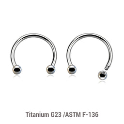 Wholesale Pack of 10 high polished titanium G23 horseshoe circular barbells, Thickness 1.2mm, Ball size 2.5mm