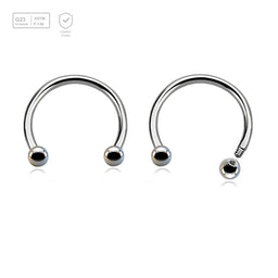 Wholesale Pack of 10 high polished titanium G23 horseshoe circular barbells, Thickness 1.2mm, Ball size 2.5mm - G23 ASTM F-136 implant grade titanium body jewelry