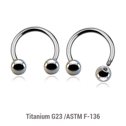 Wholesale Pack of 10 high polished titanium G23 horseshoe circular barbells, Thickness 1.2mm, Ball size 4mm