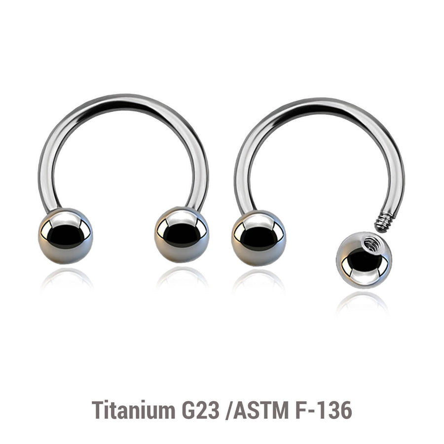 Wholesale Pack of 10 high polished titanium G23 horseshoe circular barbells, Thickness 1.2mm, Ball size 4mm