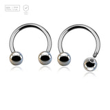 Wholesale Pack of 10 high polished titanium G23 horseshoe circular barbells, Thickness 1.2mm, Ball size 4mm - G23 ASTM F-136 implant grade titanium body jewelry