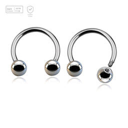 Wholesale Pack of 10 high polished titanium G23 horseshoe circular barbells, Thickness 1.2mm, Ball size 4mm - G23 ASTM F-136 implant grade titanium body jewelry