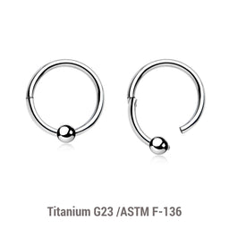 Wholesale Pack of 5 Titanium G23 hinged ball closure rings, Thickness 1.2mm, Ball size 3mm