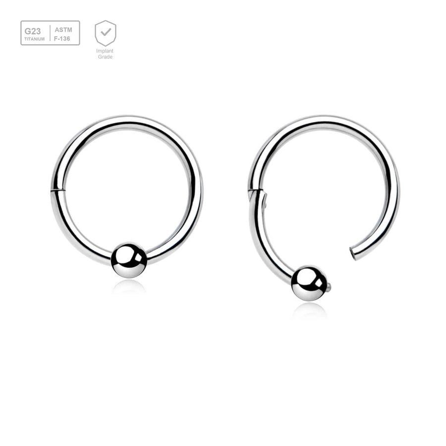 Wholesale Pack of 5 Titanium G23 hinged ball closure rings, Thickness 1.2mm, Ball size 3mm - G23 ASTM F-136 implant grade titanium body jewelry