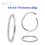 Wholesale Pack of 5 Titanium G23 hinged segment rings with outward facing prong set CZ on 3/4 of the circumference, Thickness 0.8mm - G23 ASTM F-136 implant grade titanium body jewelry