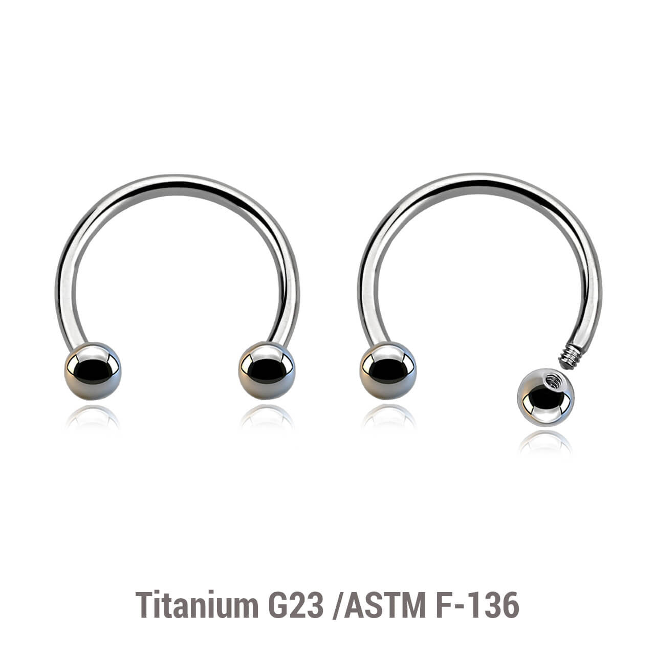 Wholesale Pack of 10 high polished titanium G23 circular barbells, Thickness 1.2mm, Ball size 3mm