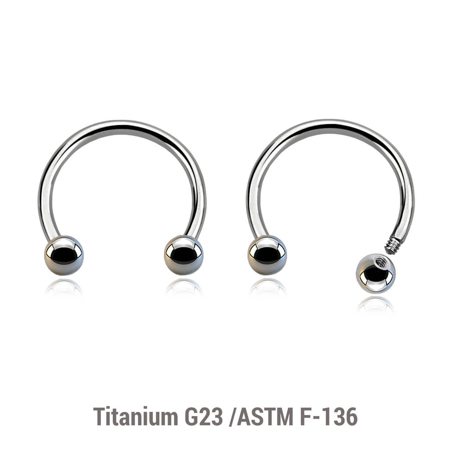Wholesale Pack of 10 high polished titanium G23 circular barbells, Thickness 1.2mm, Ball size 3mm