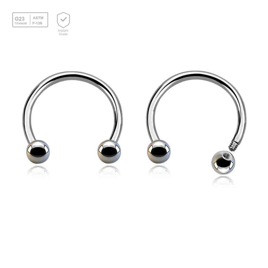 Wholesale Pack of 10 high polished titanium G23 circular barbells, Thickness 1.2mm, Ball size 3mm - G23 ASTM F-136 implant grade titanium body jewelry