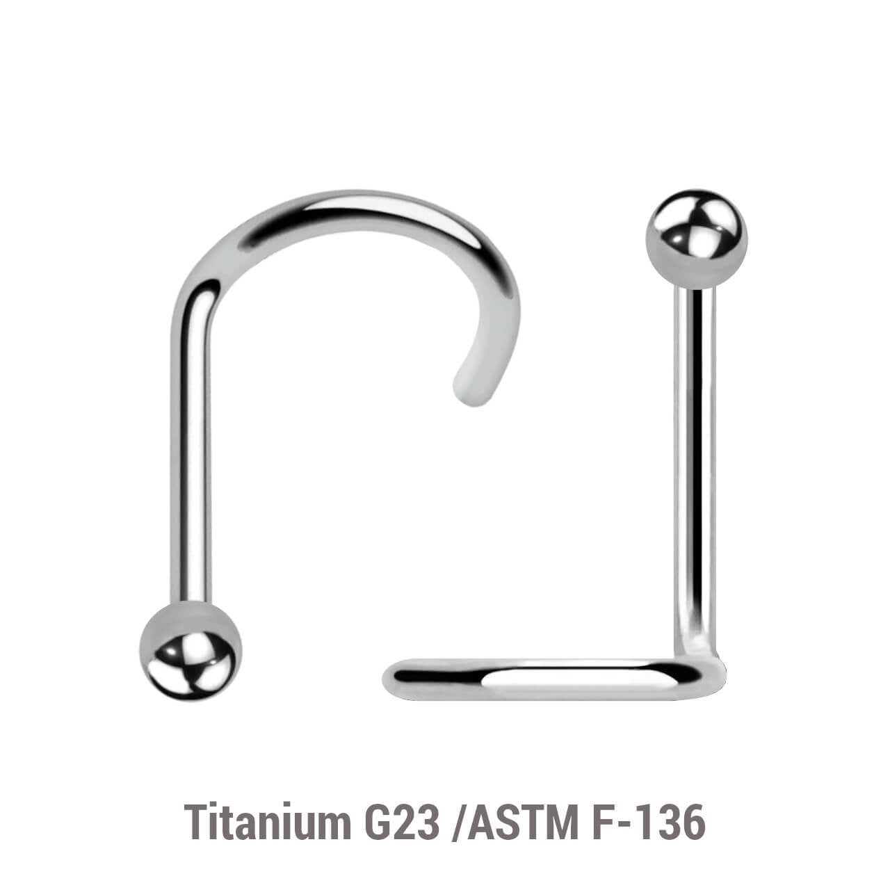 Wholesale Nose Jewelry Pack of 10 Titanium G23 nose screws, thickness 0.8mm, Ball size 2mm