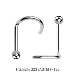 Wholesale Nose Jewelry Pack of 10 Titanium G23 nose screws, thickness 0.8mm, Ball size 2mm