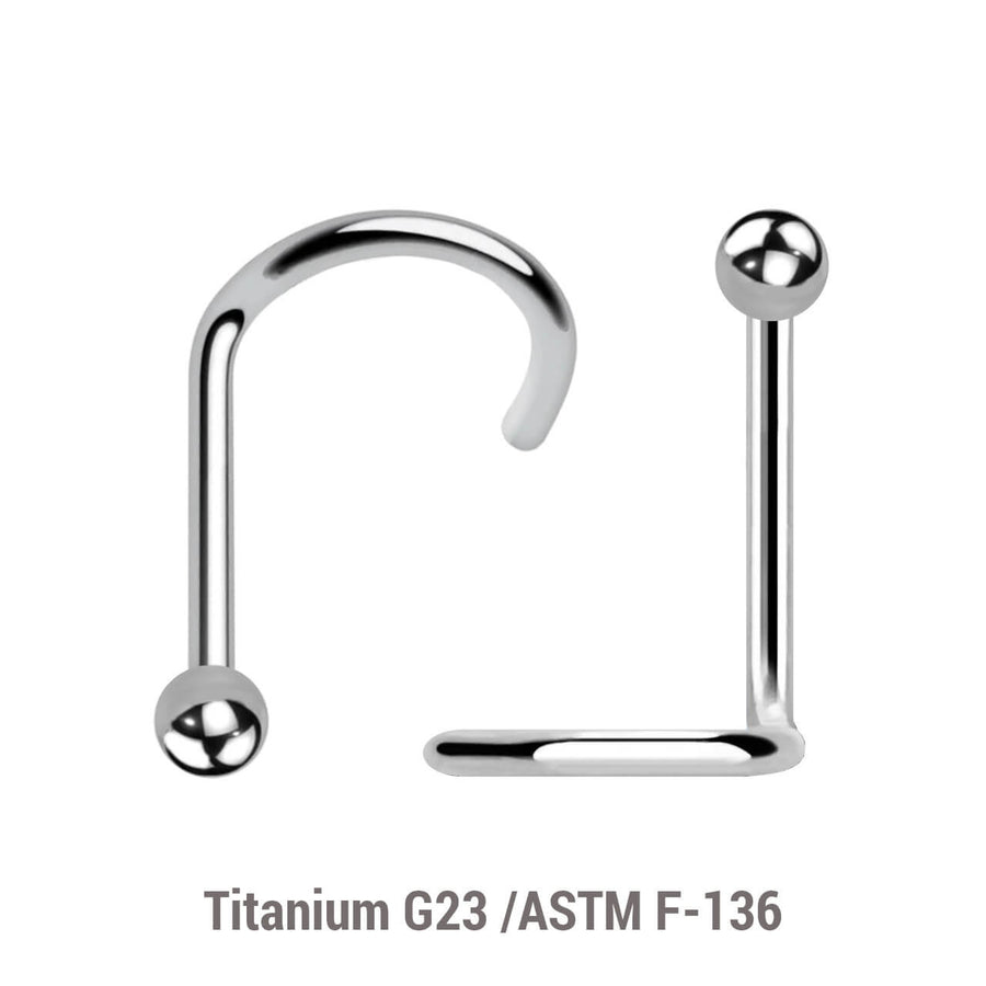 Wholesale Nose Jewelry Pack of 10 Titanium G23 nose screws, thickness 0.8mm, Ball size 2mm