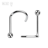 Wholesale Nose Jewelry Pack of 10 Titanium G23 nose screws, thickness 0.8mm, Ball size 2mm - G23 ASTM F-136 implant grade titanium body jewelry