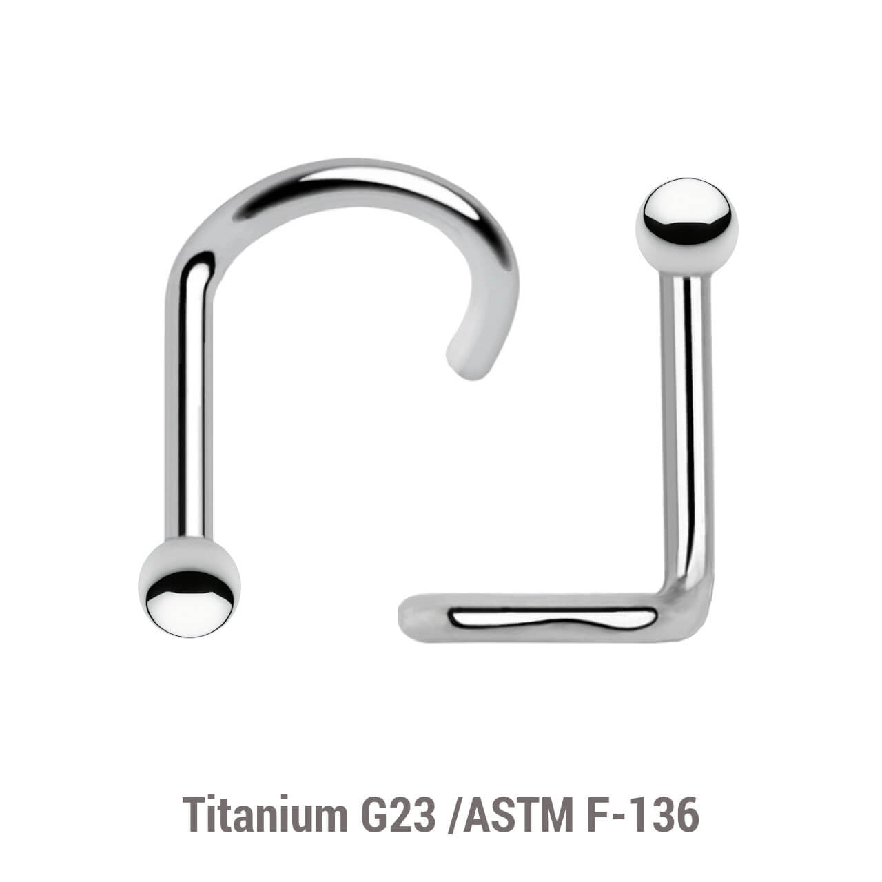 Wholesale Nose Jewelry Pack of 10 Titanium G23 nose screws, thickness 1mm, Ball size 2mm
