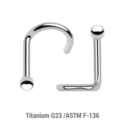 Wholesale Nose Jewelry Pack of 10 Titanium G23 nose screws, thickness 1mm, Ball size 2mm
