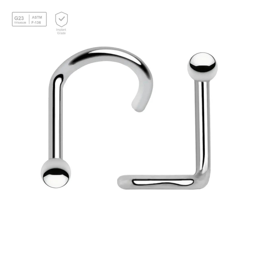 Wholesale Nose Jewelry Pack of 5 Titanium G23 nose screws, thickness 1mm, Ball size 2mm