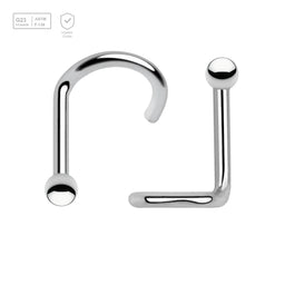 Wholesale Nose Jewelry Pack of 10 Titanium G23 nose screws, thickness 1mm, Ball size 2mm - G23 ASTM F-136 implant grade titanium body jewelry