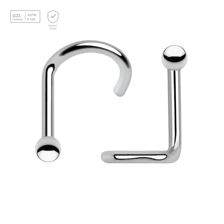 Wholesale Nose Jewelry Pack of 10 Titanium G23 nose screws, thickness 1mm, Ball size 2mm - G23 ASTM F-136 implant grade titanium body jewelry