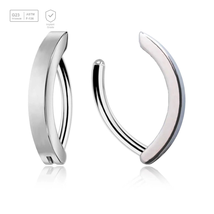 Pack of 5 Titanium hinged belly bananas in a plain design, Thickness 1.6mm - G23 ASTM F-136 implant grade titanium body jewelry