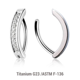 Pack of 3 Titanium hinged belly bananas with forward facing round CZ stones, Thickness 1.6mm