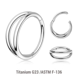 Pack of 5 Titanium hinged segment rings with a double hoop design, Thickness 1.2mm