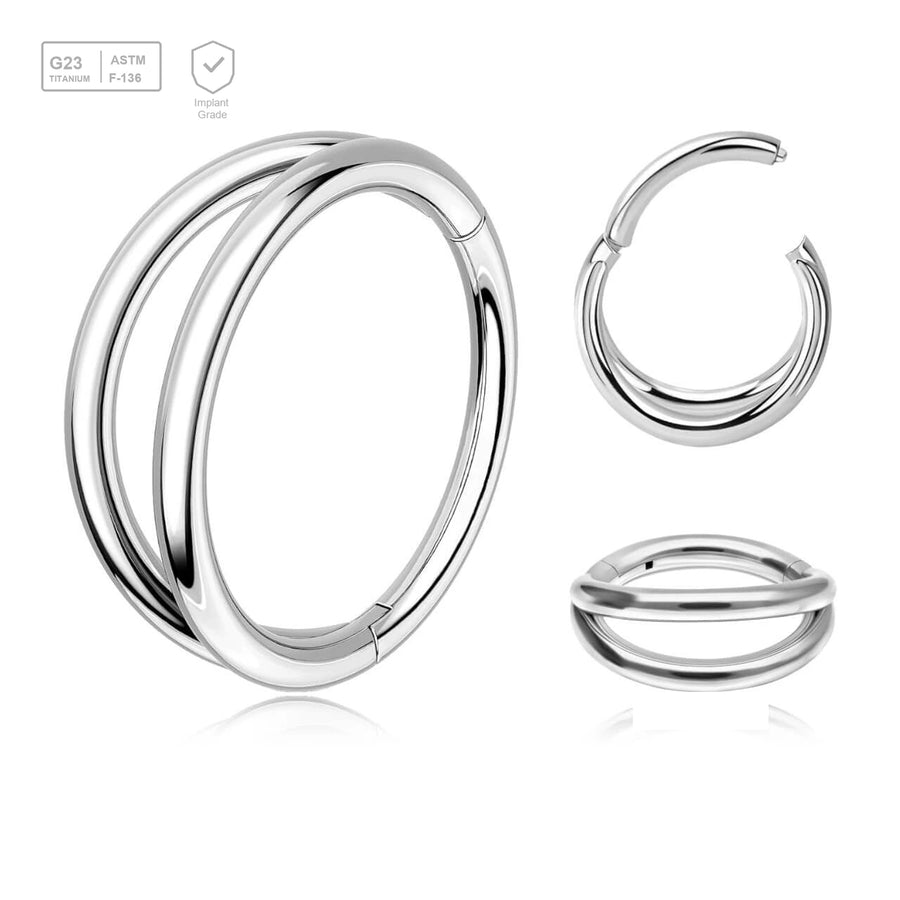 Pack of 5 Titanium hinged segment rings with a double hoop design, Thickness 1.2mm - G23 ASTM F-136 implant grade titanium body jewelry