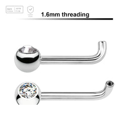 Pack of 5 titanium internally threaded Christina barbell post with a rise of 2.5mm, and one 5mm upward facing bezel set jewel ball, thickness 1.6mm - G23 ASTM F-136 implant grade titanium body jewelry