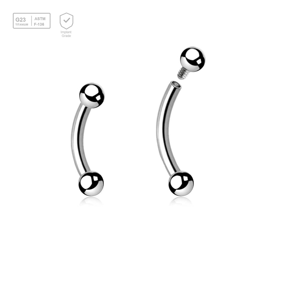 Pack of 10 high polished titanium internally threaded bananas, Thickness 1.6mm, Ball size 3mm - G23 ASTM F-136 implant grade titanium body jewelry