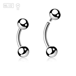 Pack of 10 high polished titanium internally threaded bananas, Thickness 1.6mm, Ball size 5mm - G23 ASTM F-136 implant grade titanium body jewelry
