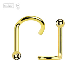 Pack of 10 PVD plated Titanium G23 nose screws with 2mm ball-shaped top, thickness 1mm - G23 ASTM F-136 implant grade titanium body jewelry