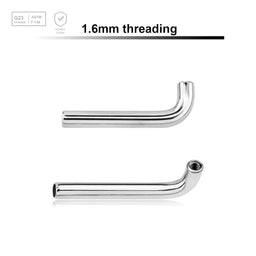 Pack of 5 high polished titanium internally threaded Christina barbell post in L shape, 2.5mm rise, thickness 1.6mm - G23 ASTM F-136 implant grade titanium body jewelry