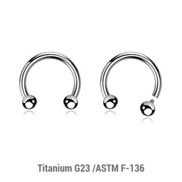 Pack of 10 high polished titanium internally threaded circular barbells, Thickness 1.2mm, Ball size 2.5mm