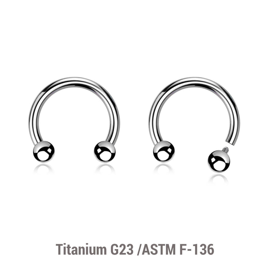 Pack of 10 high polished titanium internally threaded circular barbells, Thickness 1.2mm, Ball size 2.5mm