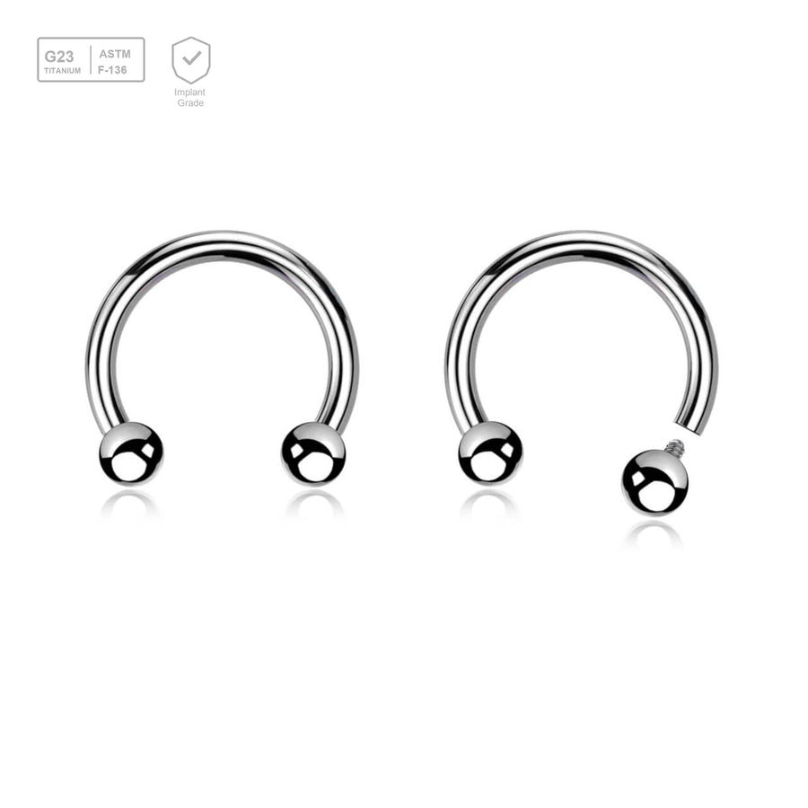 Pack of 10 high polished titanium internally threaded circular barbells, Thickness 1.2mm, Ball size 2.5mm - G23 ASTM F-136 implant grade titanium body jewelry