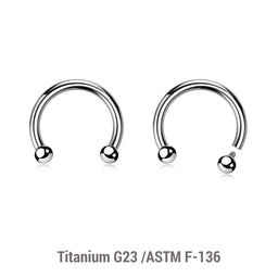 Pack of 10 high polished titanium internally threaded circular barbells, Thickness 1.2mm, Ball size 2mm