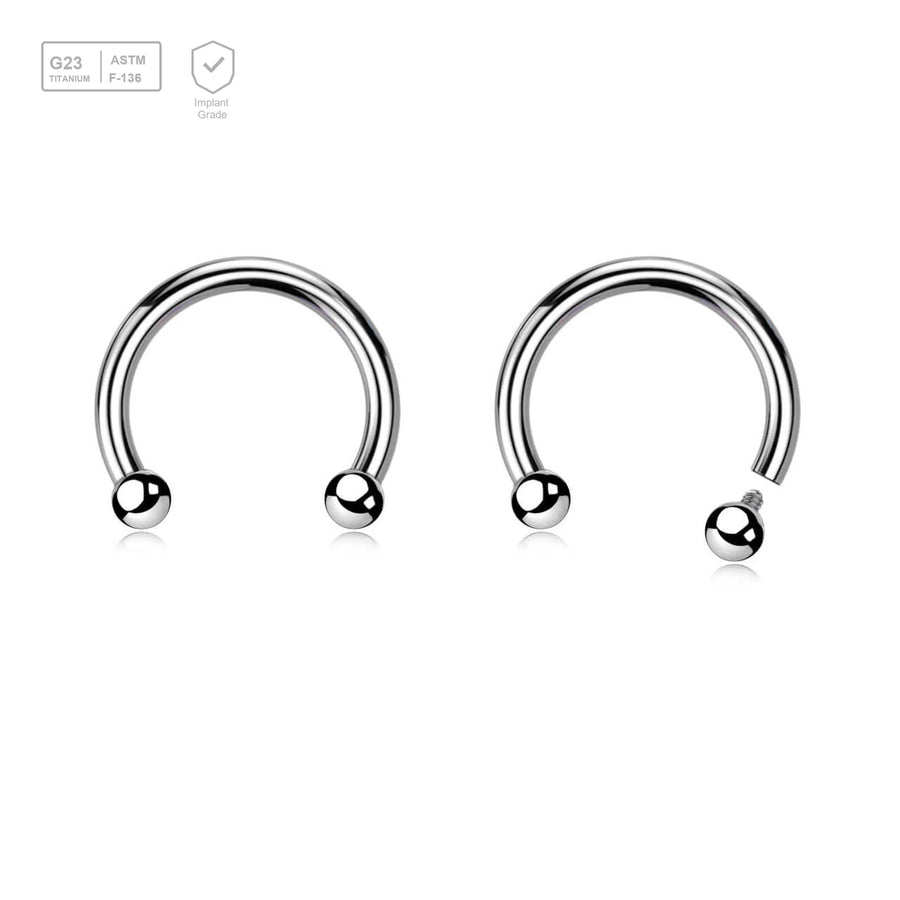 Pack of 10 high polished titanium internally threaded circular barbells, Thickness 1.2mm, Ball size 2mm - G23 ASTM F-136 implant grade titanium body jewelry