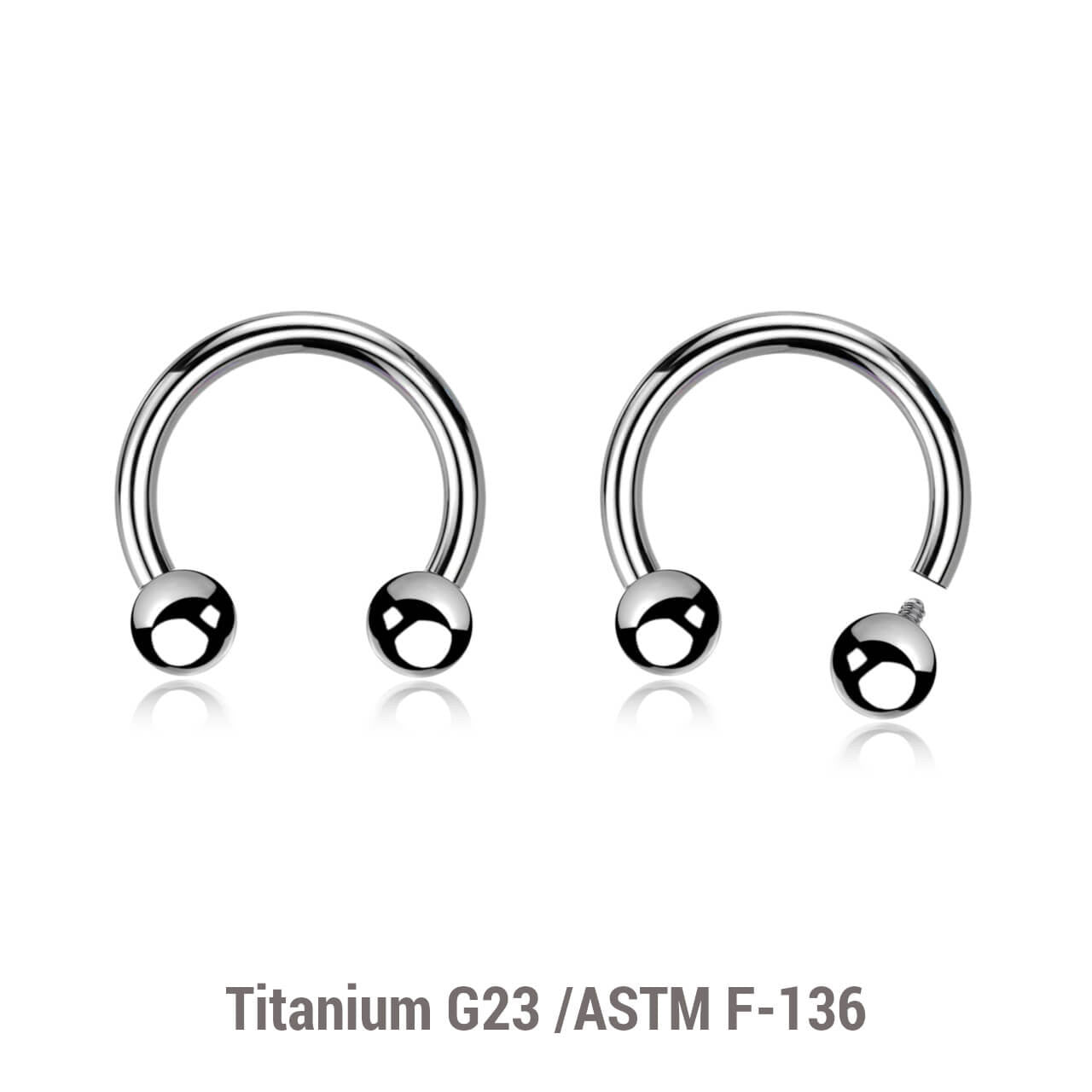 Pack of 10 high polished titanium internally threaded circular barbells, Thickness 1.2mm, Ball size 3mm